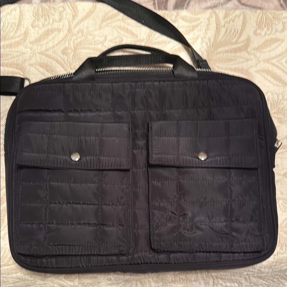 Sleek Black Quilted Laptop Bag with Durable Design